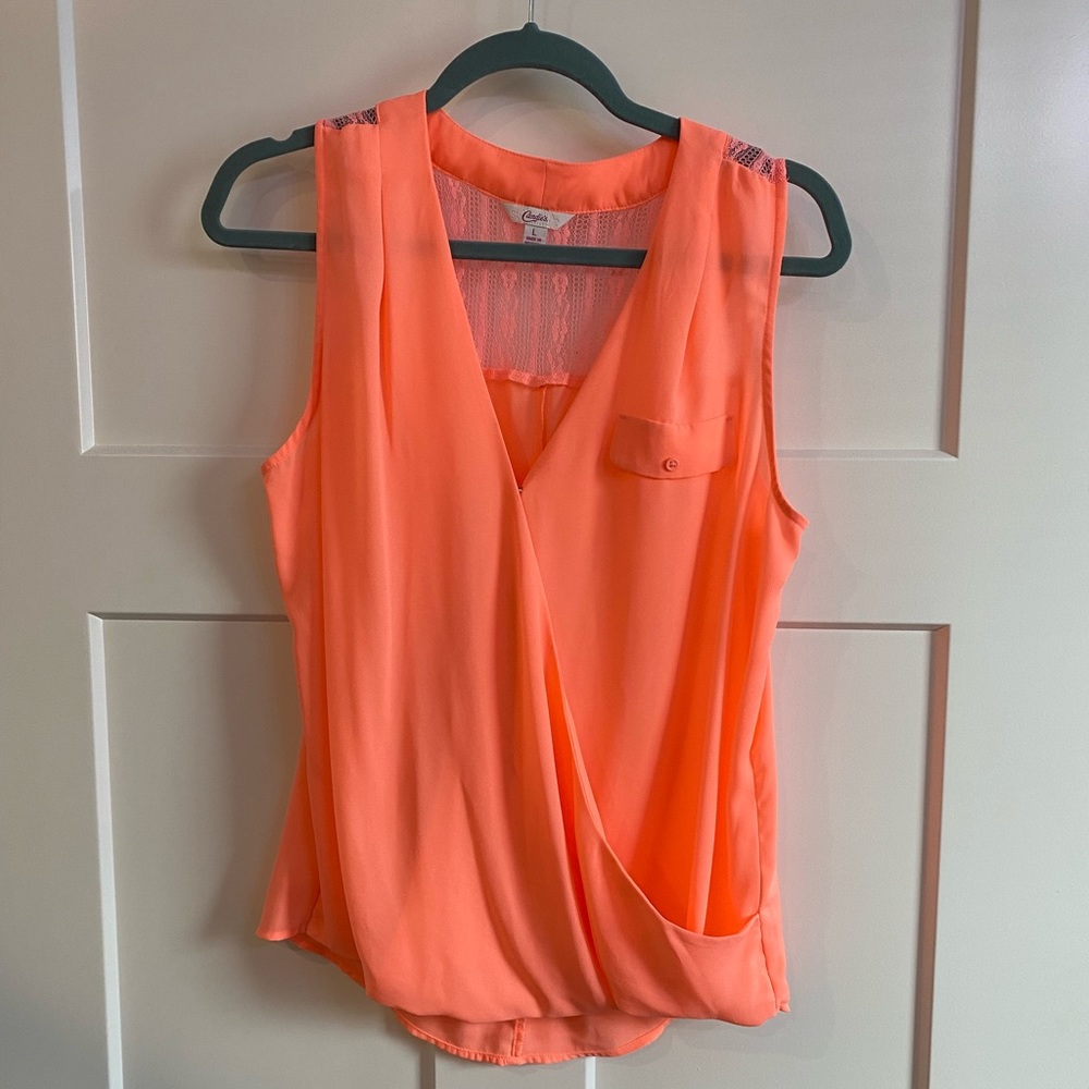 Neon pink blouse